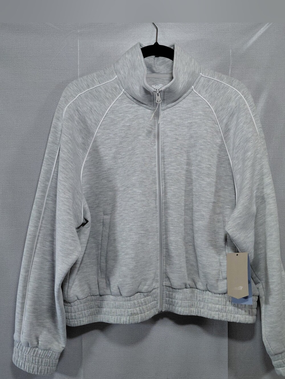Avia Scuba Knit Track Jacket‎ Women's Double Knit Athletic Light Grey Heather